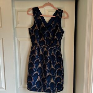 J.Crew Blue & Gold Mini Dress - Size 2